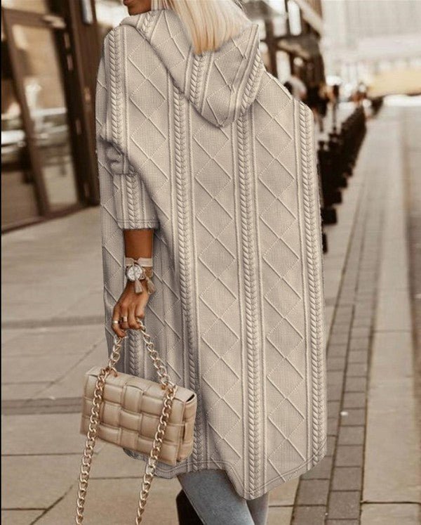 Womens Long Cardigans Cable Knitted Open Front - Blu Lotus Boutique