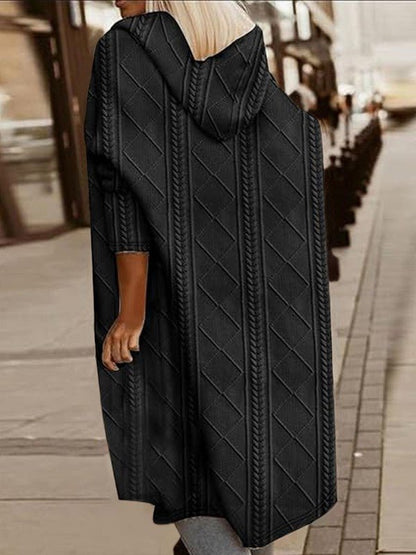 Womens Long Cardigans Cable Knitted Open Front - Blu Lotus Boutique