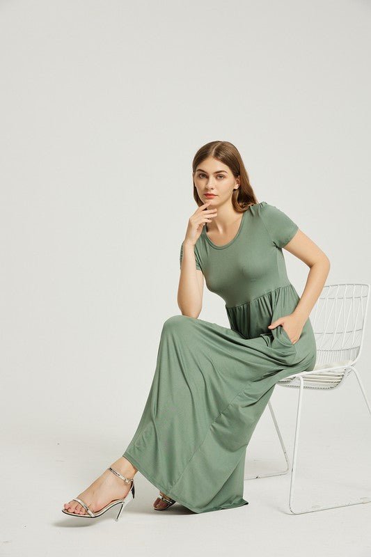 Women's Summer Casual Maxi Dress With Pocket - Blu Lotus Boutique