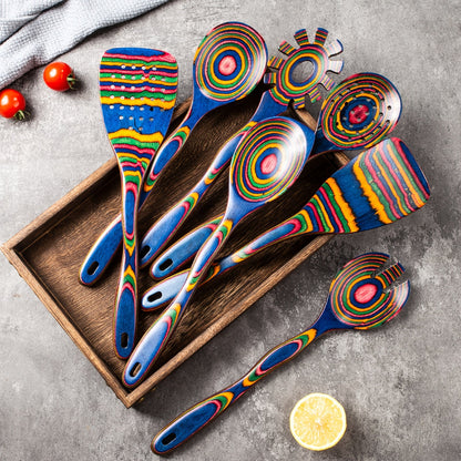 WOSPONFAN Pakkawood Kitchen Utensil Set for Cooking - Blu Lotus Boutique
