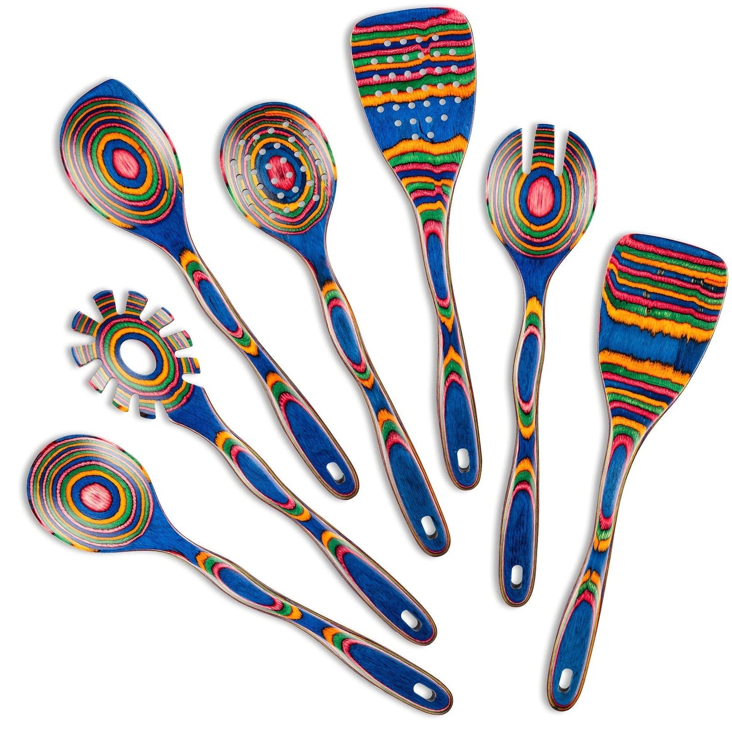 WOSPONFAN Pakkawood Kitchen Utensil Set for Cooking - Blu Lotus Boutique