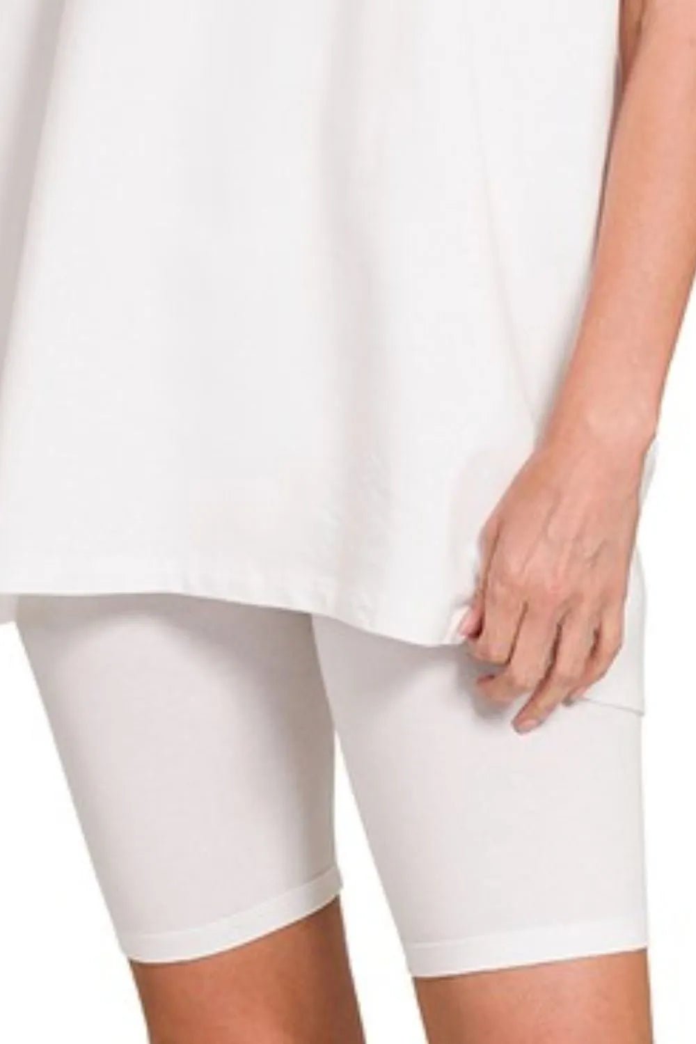 Zenana Cotton Round Neck Top & Biker Shorts - Blu Lotus Boutique