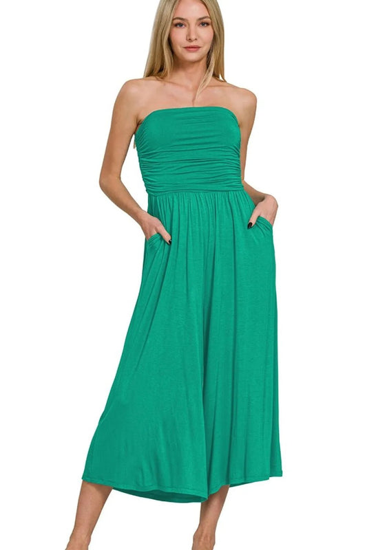 Zenana Double Layered Strapless Tube Top Jumpsuit - Blu Lotus Boutique