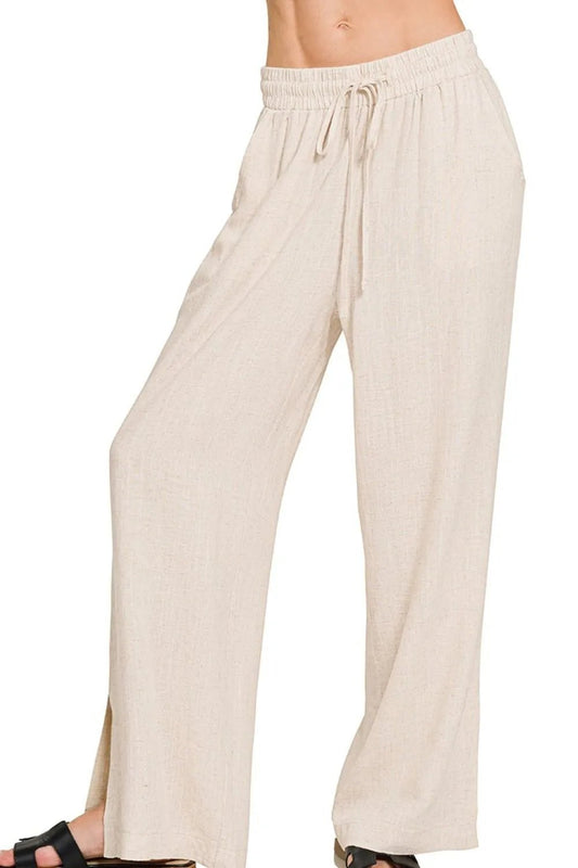 Zenana Linen Drawstring Pants - Blu Lotus Boutique