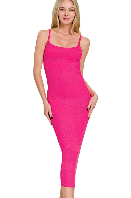 Zenana Ribbed Bodycon Midi Dress - Blu Lotus Boutique