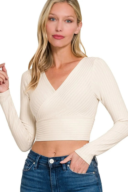 Zenana Ribbed Surplus Waist Band Long Sleeve Top - Blu Lotus Boutique