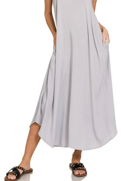 Zenana Woven Arc Hem Cami Dress With Flowy Pockets - Blu Lotus Boutique
