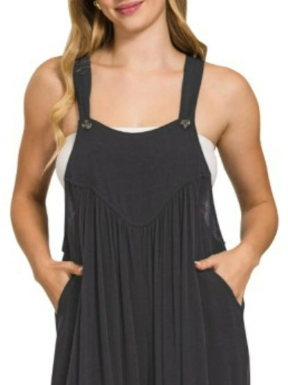 Zenana Woven Rayon Crepe Wide Leg Overalls - Blu Lotus Boutique