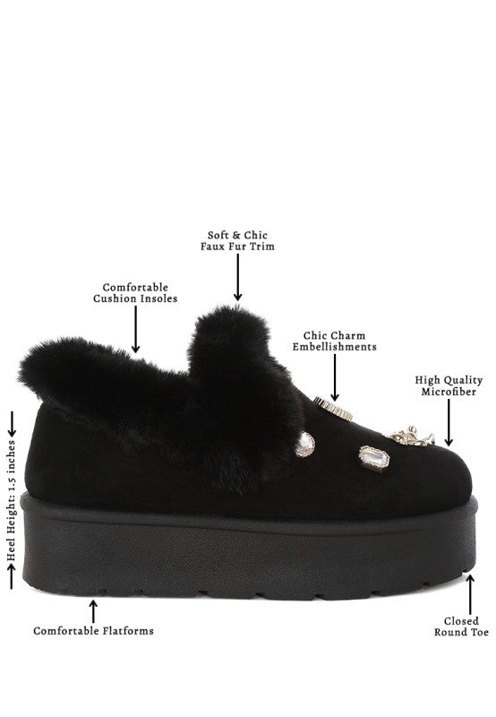 Zeta Charm Detail Slip On Snow Boots - Blu Lotus Boutique
