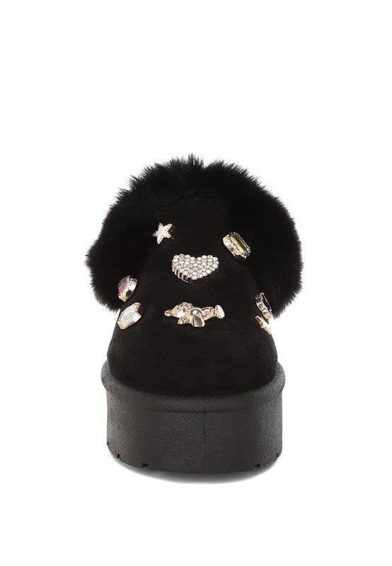 Zeta Charm Detail Slip On Snow Boots - Blu Lotus Boutique