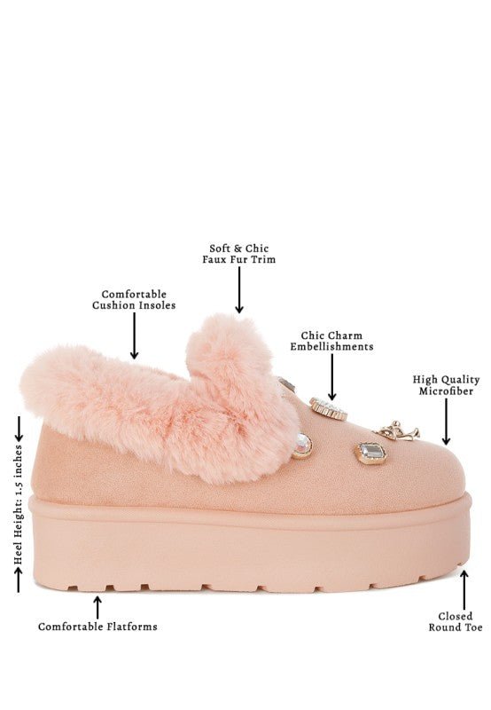 Zeta Charm Detail Slip On Snow Boots - Blu Lotus Boutique