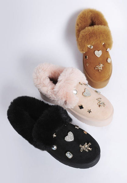 Zeta Charm Detail Slip On Snow Boots - Blu Lotus Boutique
