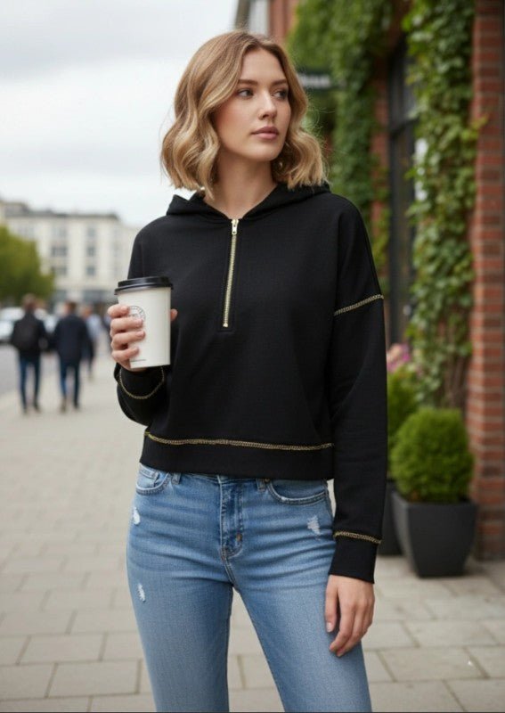 Zip - Up Hooded Sweatshirt - Blu Lotus Boutique