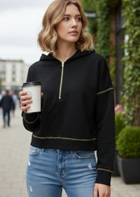 Zip - Up Hooded Sweatshirt - Blu Lotus Boutique