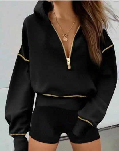 Zip - Up Hooded Sweatshirt - Blu Lotus Boutique