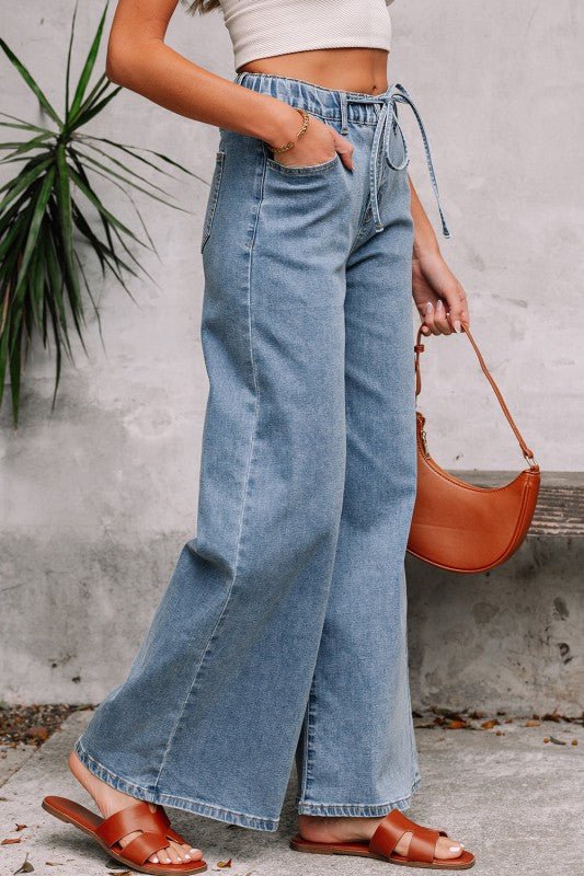 Zoe Medium Wash Super Wide Leg Denim Pants - Blu Lotus Boutique