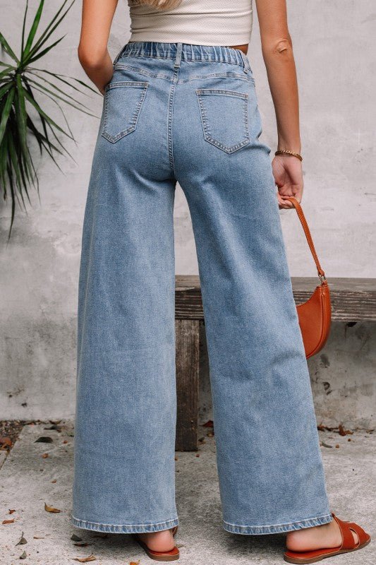 Zoe Medium Wash Super Wide Leg Denim Pants - Blu Lotus Boutique